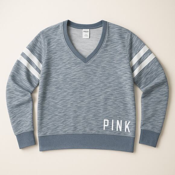 Victoria's Secret PINK V-Neck Sweater - Size Medium - Gray - Picture 1 of 6